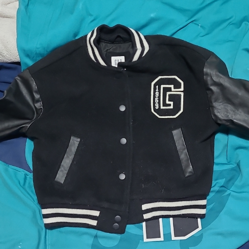 GAP Kids Black and White Varsity Jacket